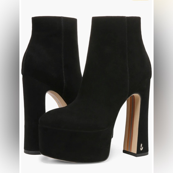 💕HOST PICK💕 SAM EDELMAN 🆕 Eli Platform Bootie. Black Suede Booties. Size 8. - Picture 8 of 9